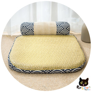 日式寵物涼墊藤蓆狗窩貓床 - T形床款